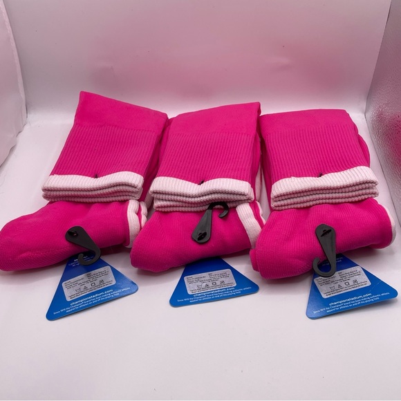 3 Pair Champion Soccer Sock Pink High Socks Activewear - Picture 2 of 4